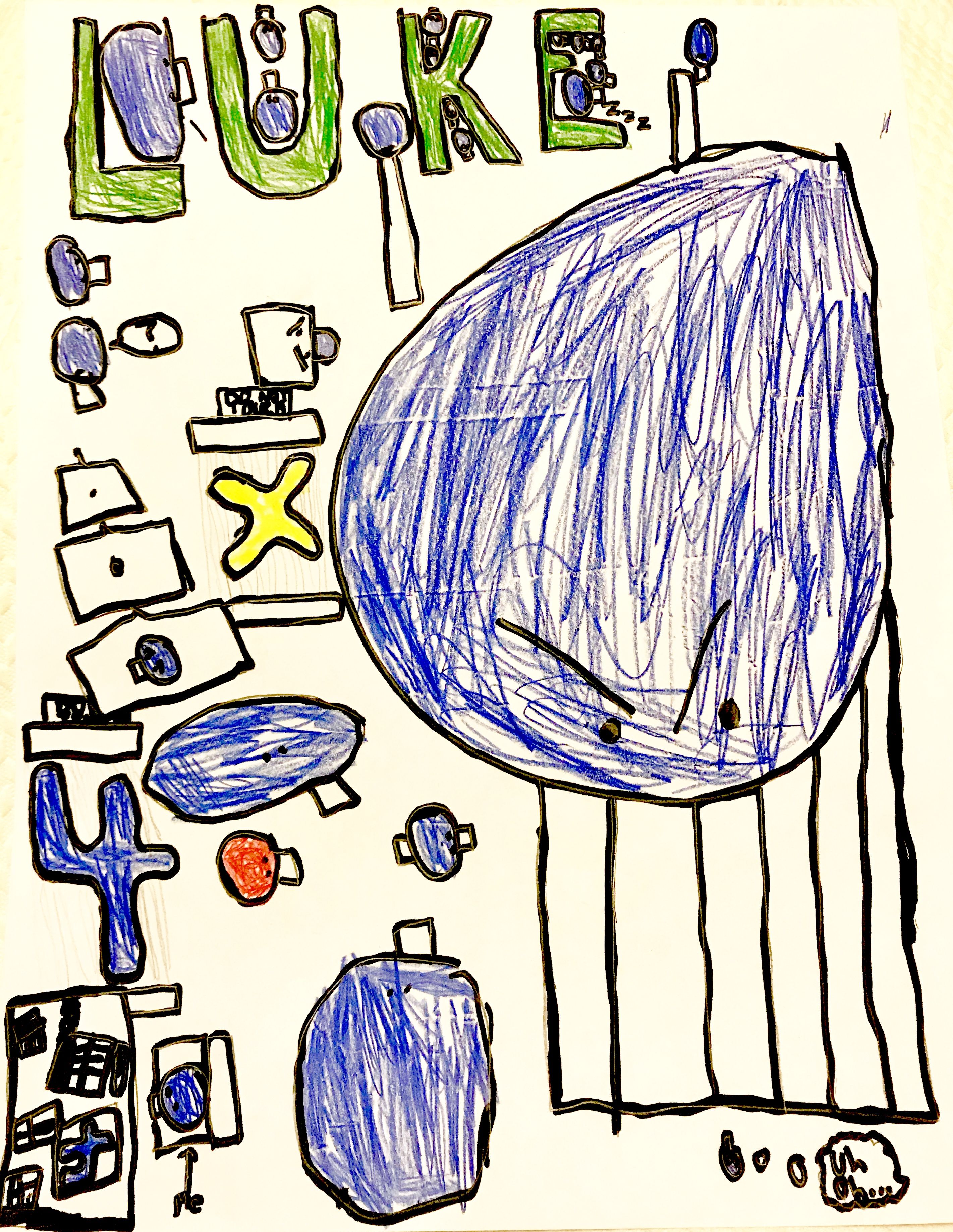 2842x3674 Student's Drawing Of A Personal Nameplate (Luke). Jenny'S