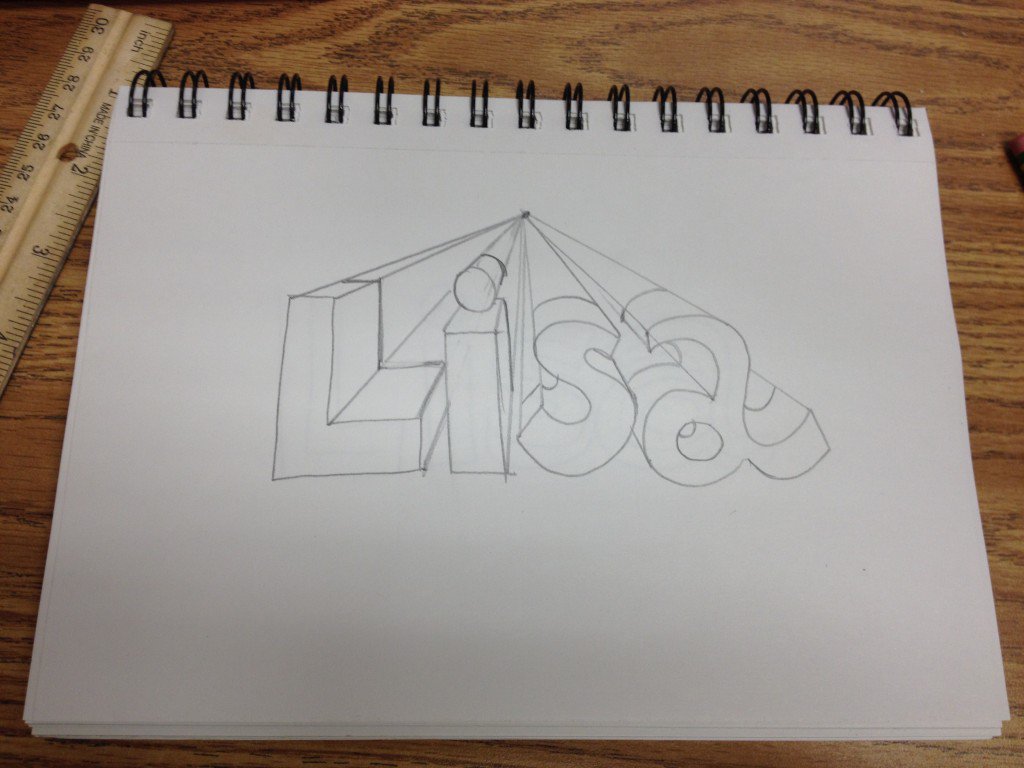 1024x768 One Point Perspective Name Art With Ms. Long