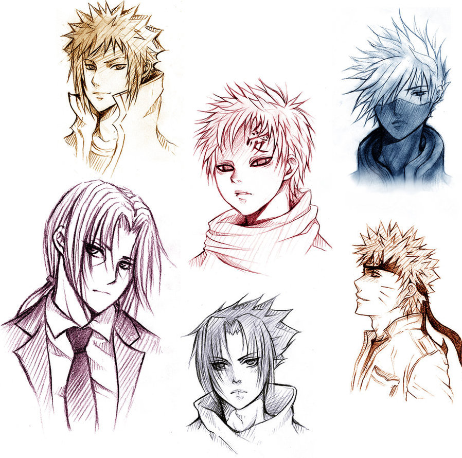 898x890 Face Sketches Naruto By Aikaxx