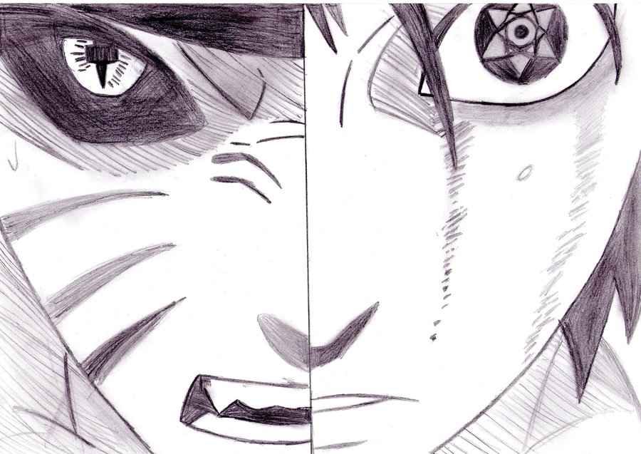 900x637 Naruto Drawings Sasuke Naruto Vs Sasuke By Kamisama66 Anime