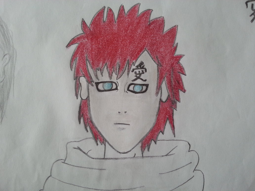 1032x774 Gaara Draw (Naruto Shippuden) By Mertozel