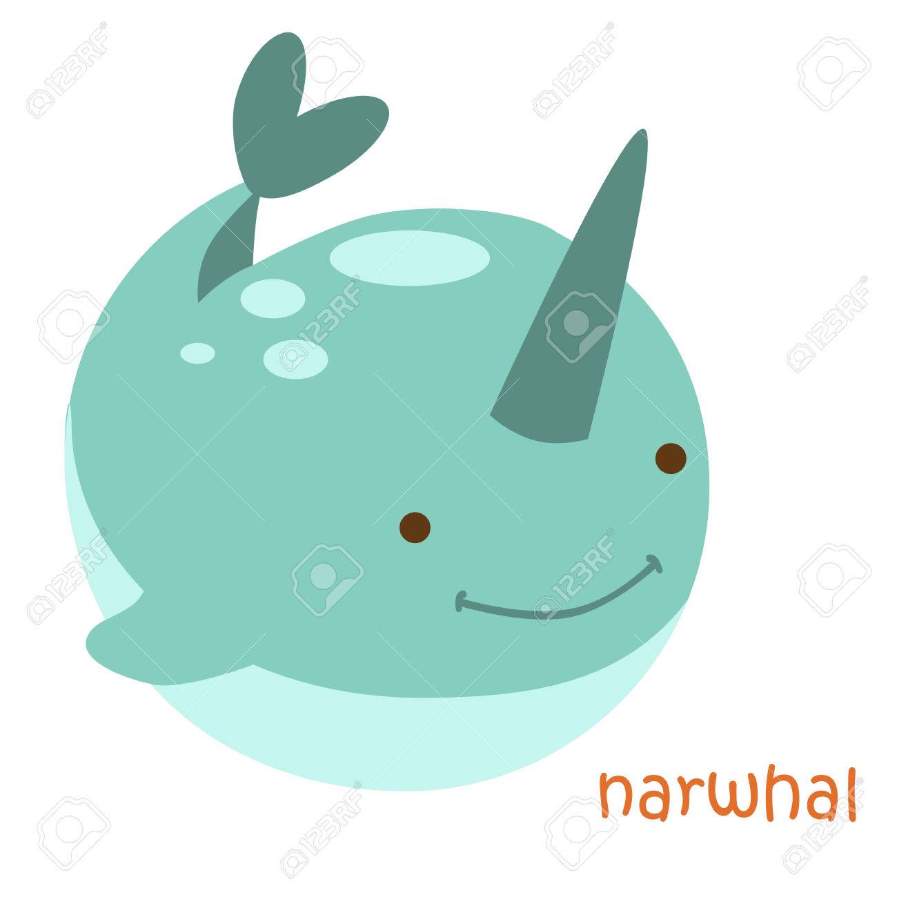 1300x1300 Narwhal Isolated. Drawing Narwhal For A Child Stock Photo, Picture