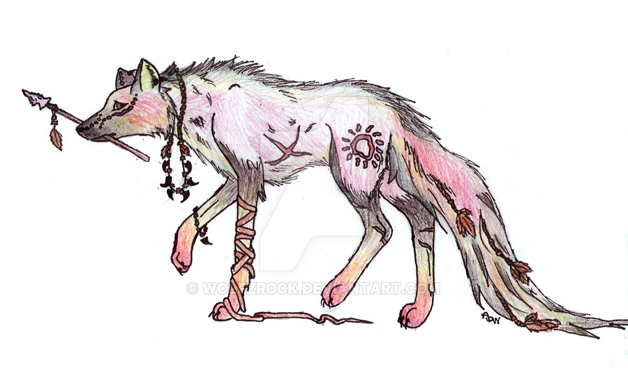 900x527 Native American Wolf By Wolfzrock