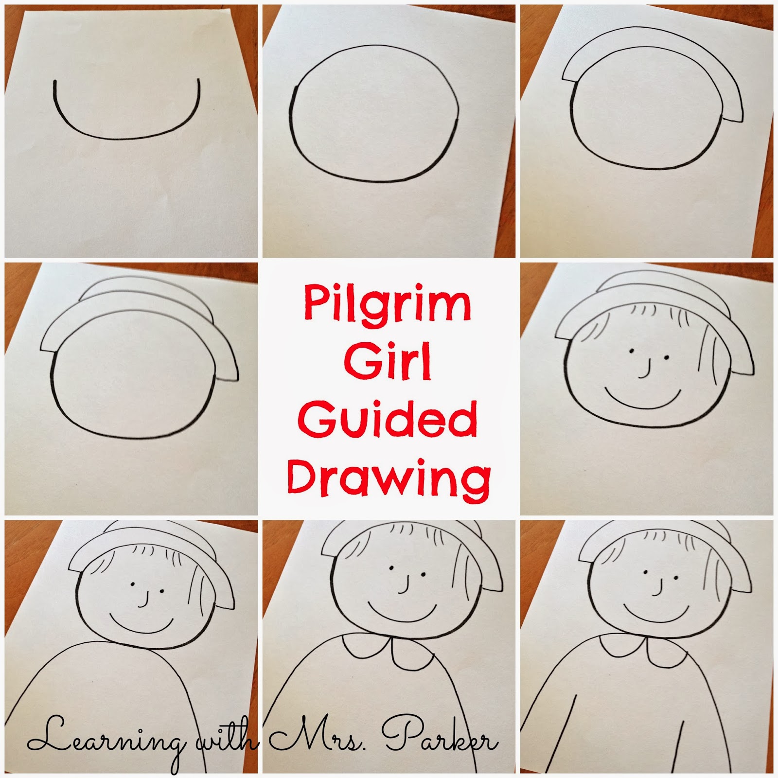 1600x1600 A Step By Step Visual Guide Of How To Draw A Pilgrim Boy And Girl