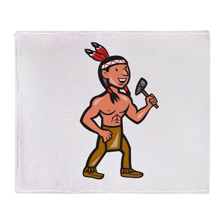460x460 Native American Cartoon Throw Blankets, Native American Cartoon