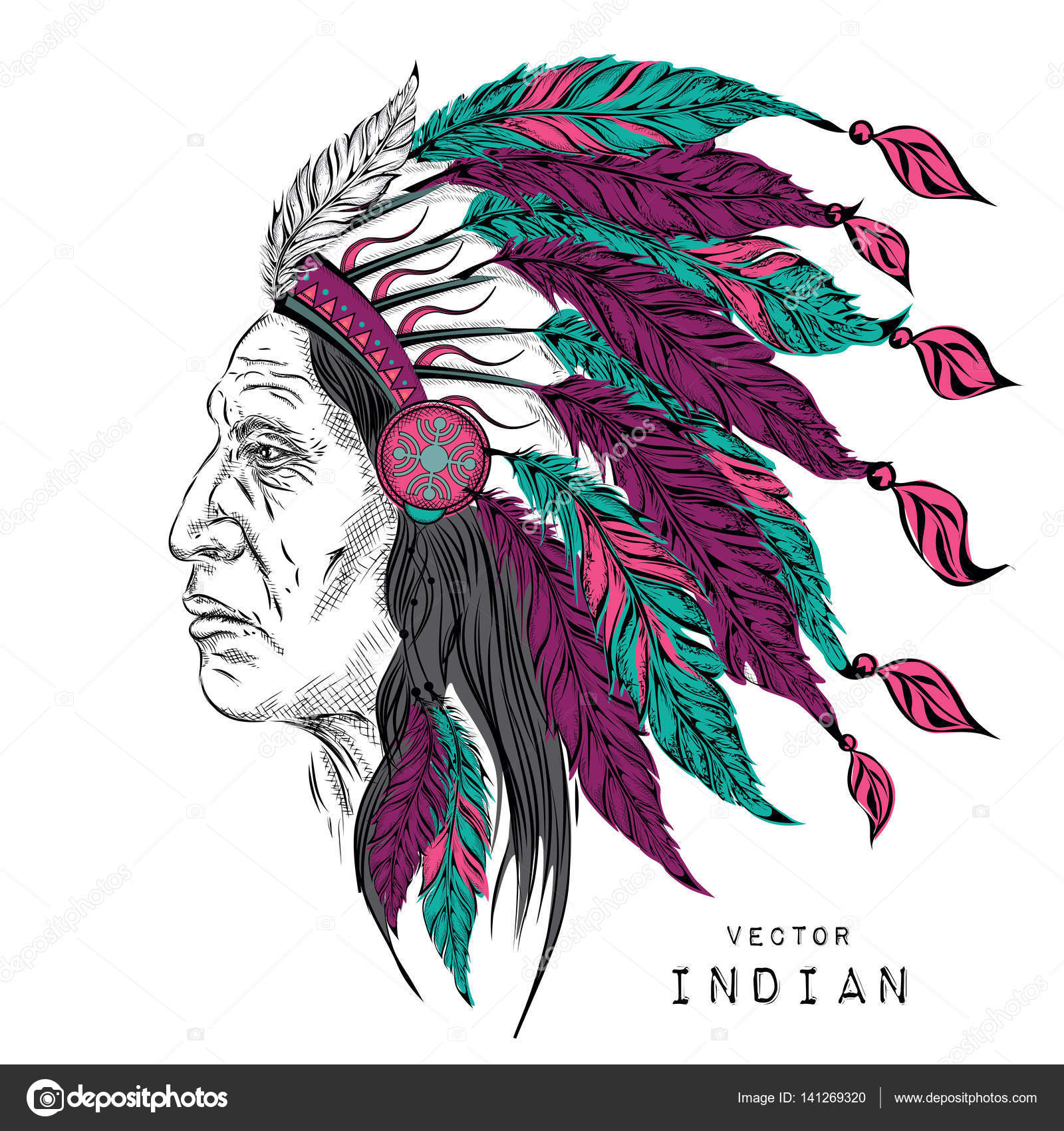 1600x1700 Man In The Native American Indian Chief. Black Roach. Indian