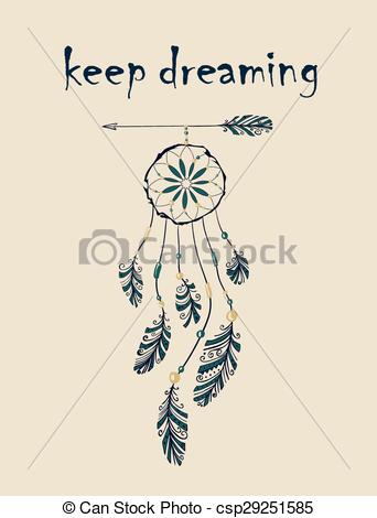 342x470 Card With Native Indian American Dreamcatcher Hanging On Vector