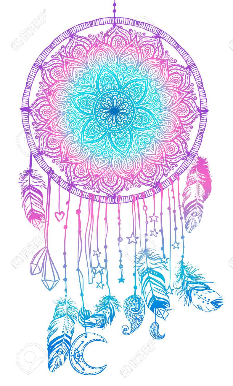 787x1300 Hand Drawn Native American Indian Talisman Dreamcatcher