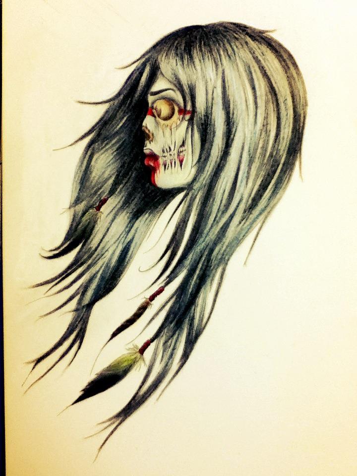 720x960 Zombie Native American Woman By Iamtheubermensch