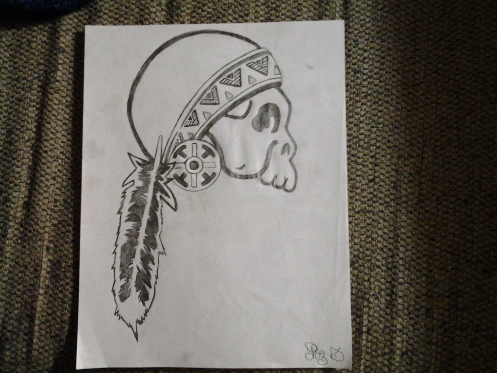 1024x768 Native American Skull By Lizzyj2217