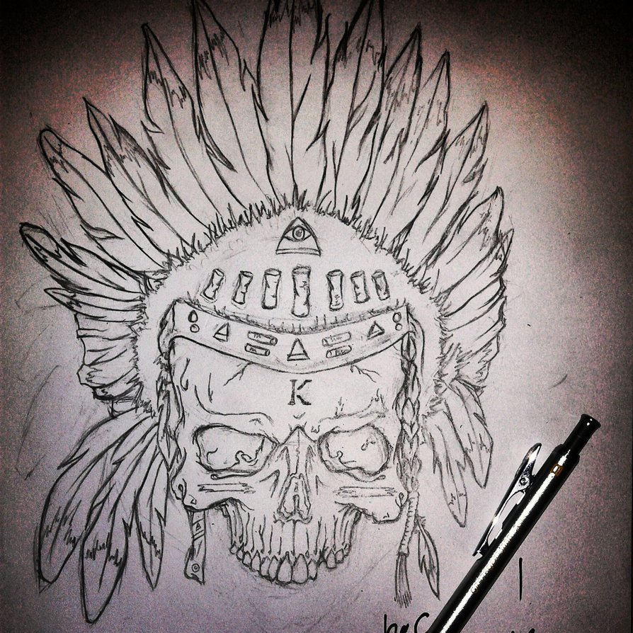 894x894 Native American Skull By Jordansimons