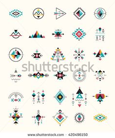 236x282 Native American Indians Tribal Symbols Set. Geometric Shapes Icons