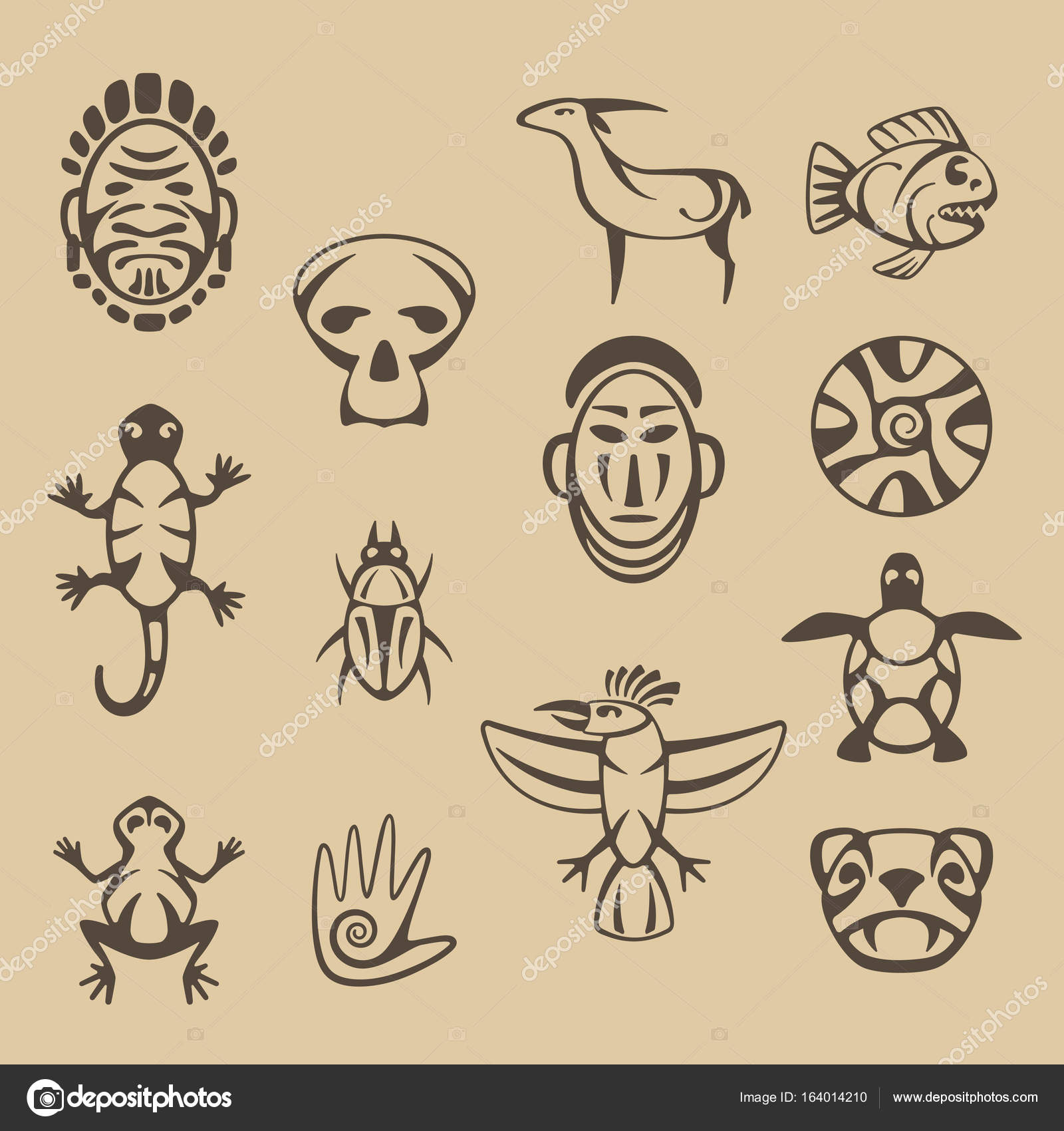 1600x1700 Set Of Stylized Native American Symbols Stock Vector Dmitry375