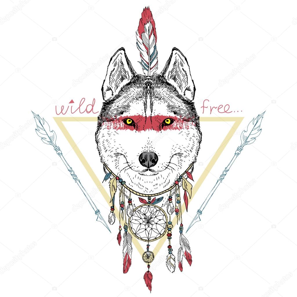 1024x1024 Native American Wolf Stock Vector Olga.angelloz