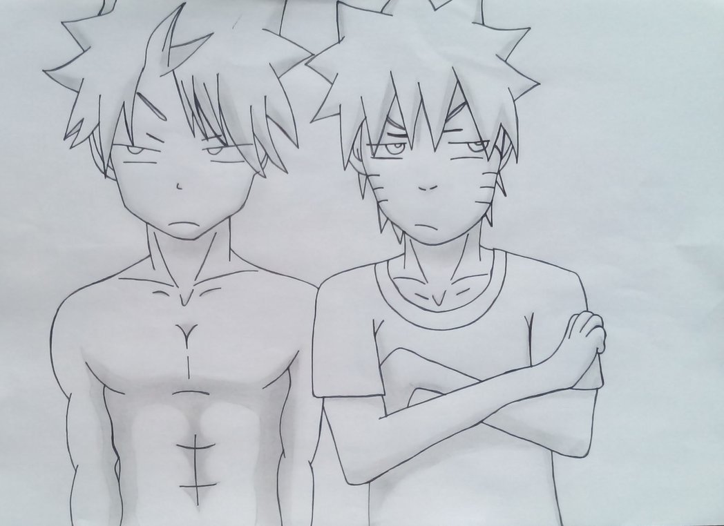 1048x762 Natsu And Naruto, Ink And Pencil Drawing By Mishoka303