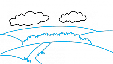 382x215 How To Draw Backgrounds, Nature, A River, A Clouds, A Grass, Easy
