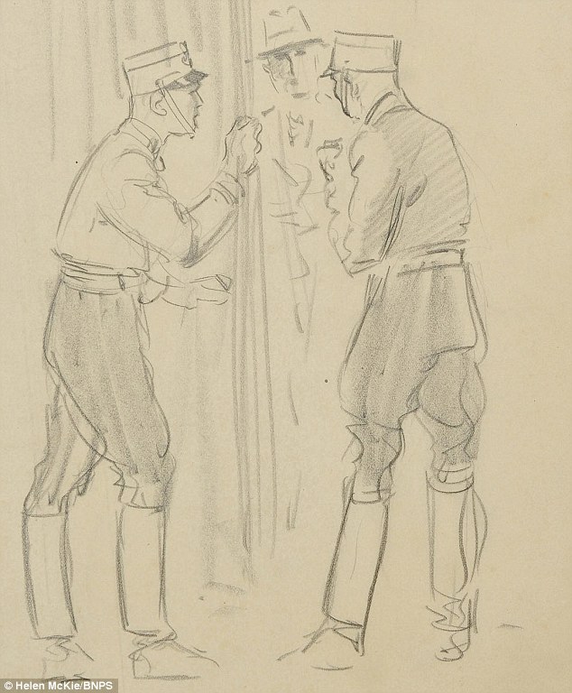 634x768 Sketches Of Hitler And Nazi Officials By British Artist Given