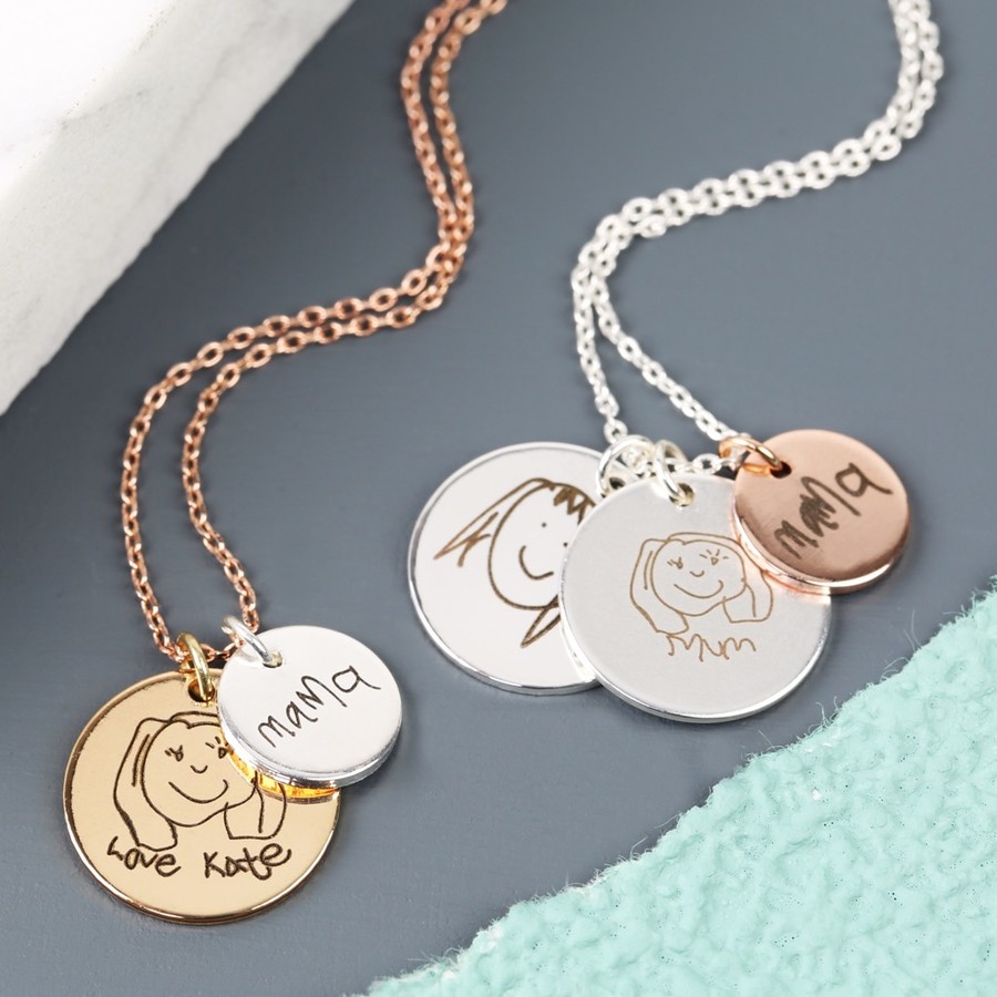 900x900 Personalised Handwriting Double Disc Charm Necklace Lisa Angel