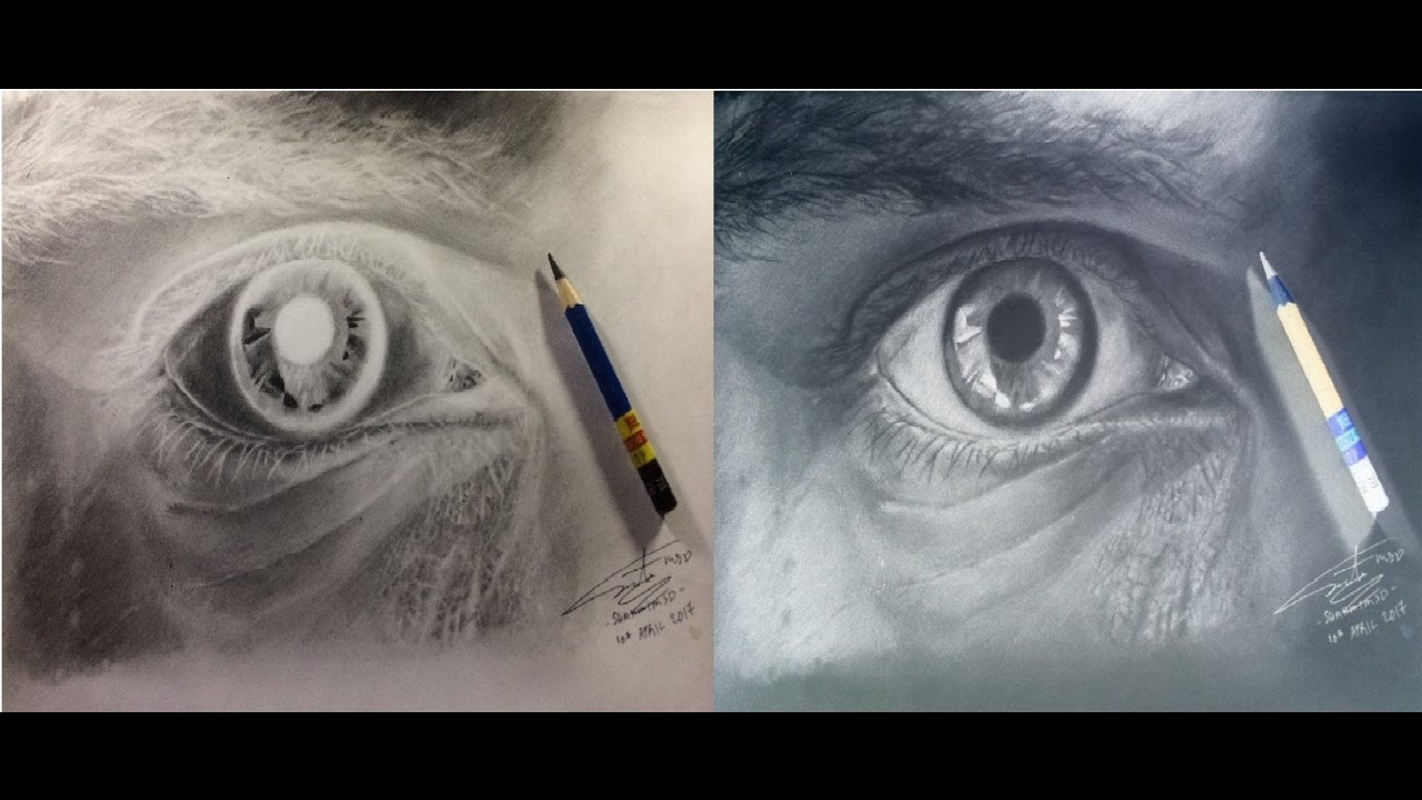 1280x720 Timelapse Negative Drawing Of An Eye