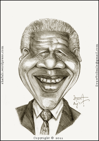 400x566 Caricature, Cartoon, Sketch, Portrait Of Nelson Mandela,