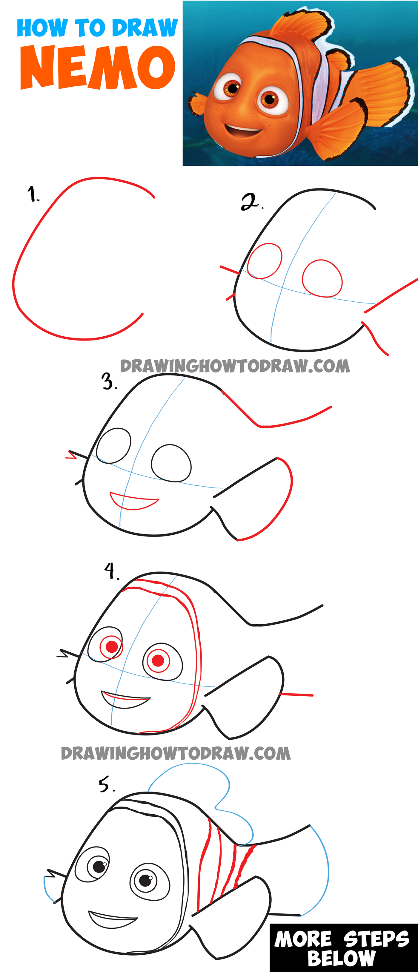 1400x3254 How To Draw Nemo From Disney's Finding Dory Step By Step Drawing