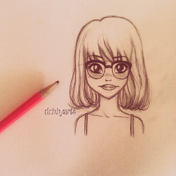 612x612 Nerd Girl By Debbyarts On Drawing