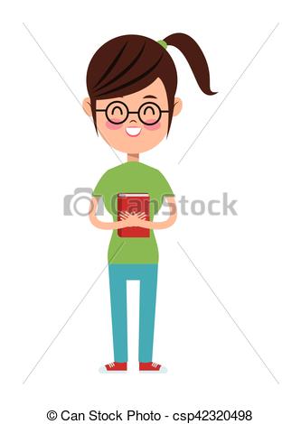 333x470 Back To School Girl Nerd Glasses Green Tshirt And Book Eps