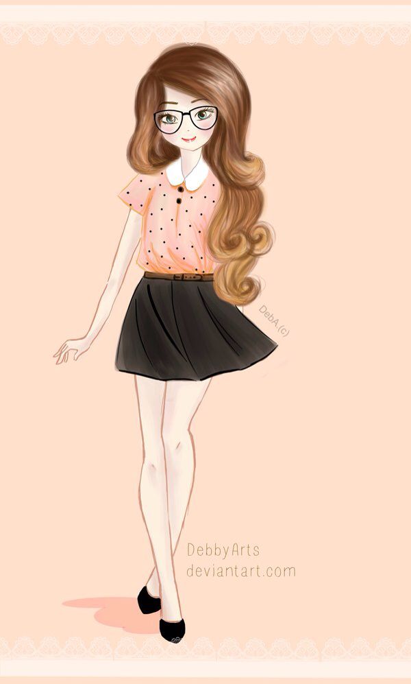 600x997 Nerdy Girl Drawing Drawing