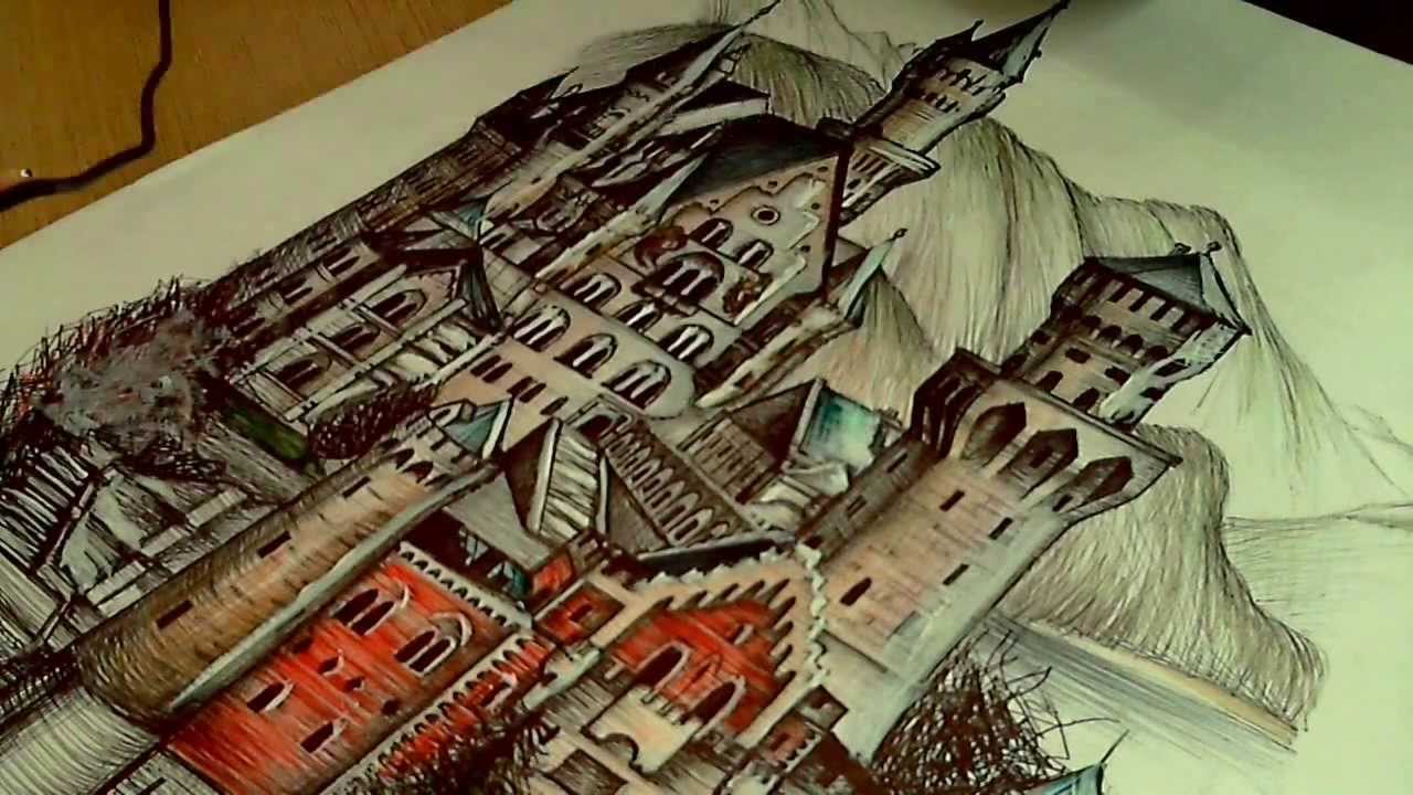 1280x720 Drawing Neuschwanstein Castle ( New Swanstone Castle )