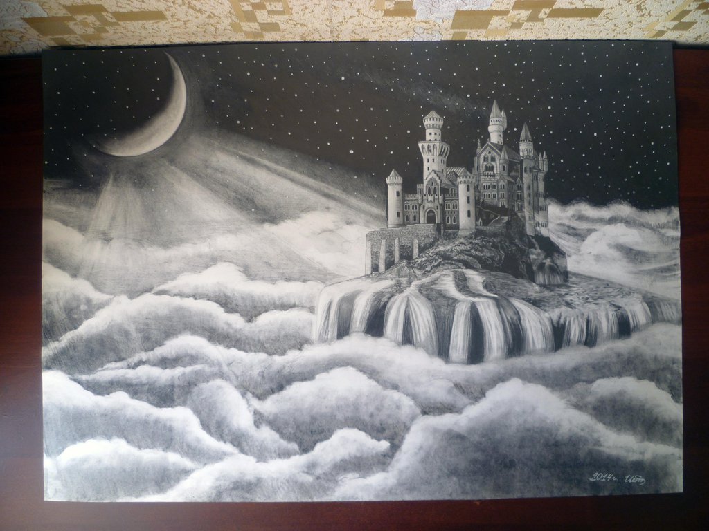 1024x768 Neuschwanstein Castle Drawing By Ivanovsemyonrussia