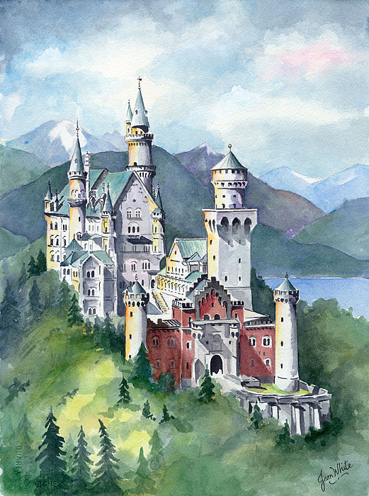 521x700 Neuschwanstein Painting By Jean Walker White