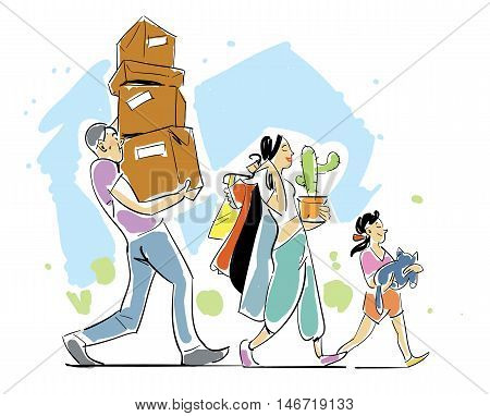 450x382 Family Moving Home Vector Vector Amp Photo Bigstock