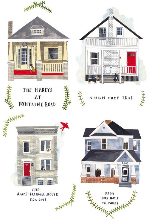 500x732 Fab Freebie Home Sweet Illustrated Home Portraits, House