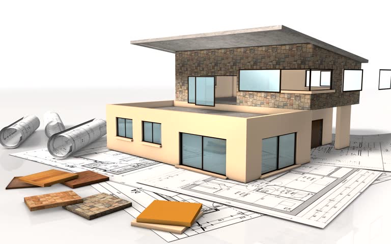 768x480 Technical Drawing Turns Into A New House Stock Footage Video