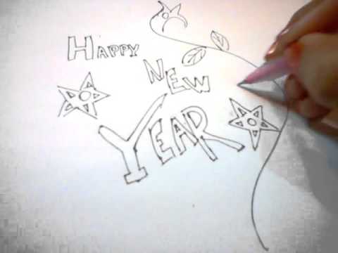 480x360 How To Draw Happy New Year Card