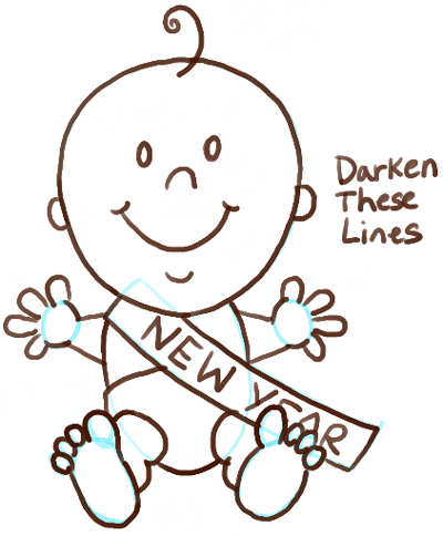 400x484 How To Draw Baby New Year With Easy Steps