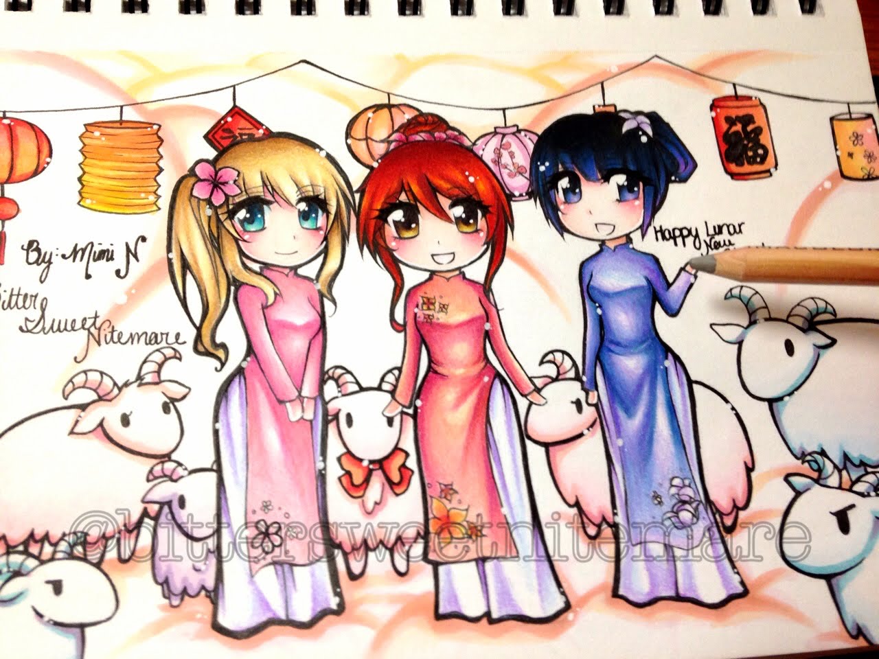 1280x960 Manga Drawing Lunar New Year [Colored Pencil, Watercolor, Marker