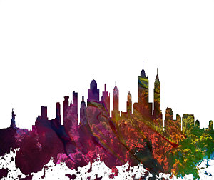 300x252 New York Skyline Drawings Fine Art America
