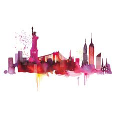 236x236 New York Watercolor Painting Art Print 8 X 10 New York City