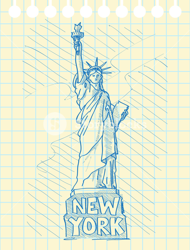 762x1000 Sketch Draw Of Statue Of Liberty In New York Royalty Free Stock