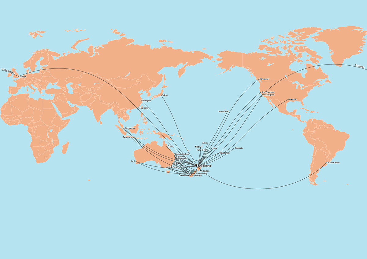 1200x848 Map Of Air New Zealand Routes On Behance