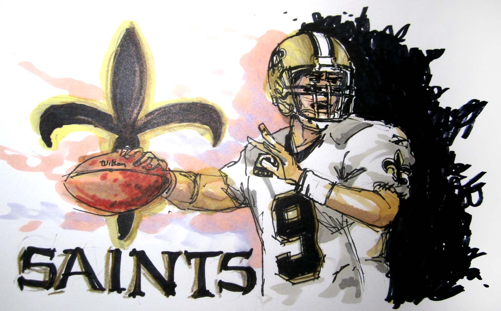 1600x992 Nfl Football Series New Orleans Saints Time Lapse Drawing