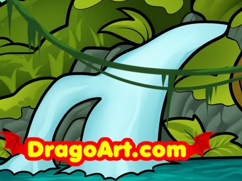 480x360 How To Draw A Waterfall For Kids, Draw A Waterfall, Step By Step