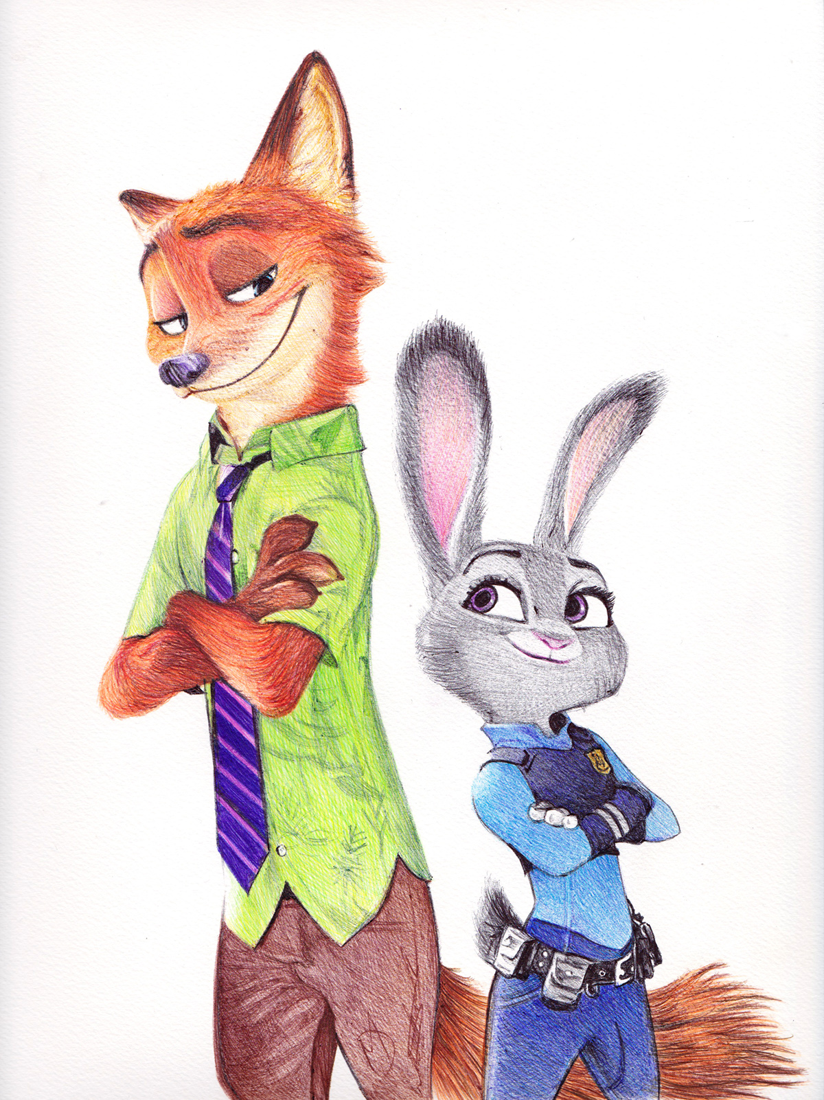 1200x1602 Nick Wilde Amp Judy Hopps Ballpoint Pen Drawing On Behance