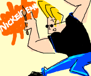 300x250 Johnny Bravo Drawing Nickelodeon Sign.