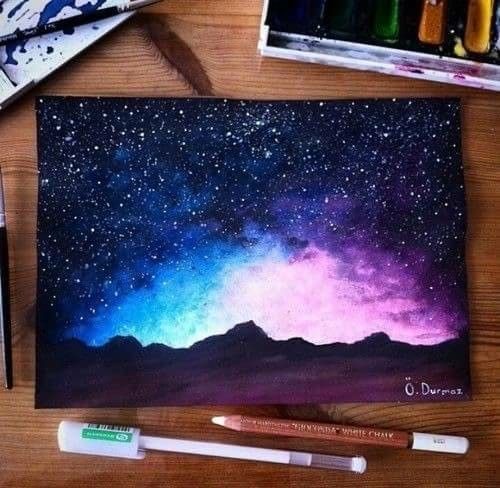 500x488 Beautiful. Just The Mountains And The Night Sky Learning To Draw
