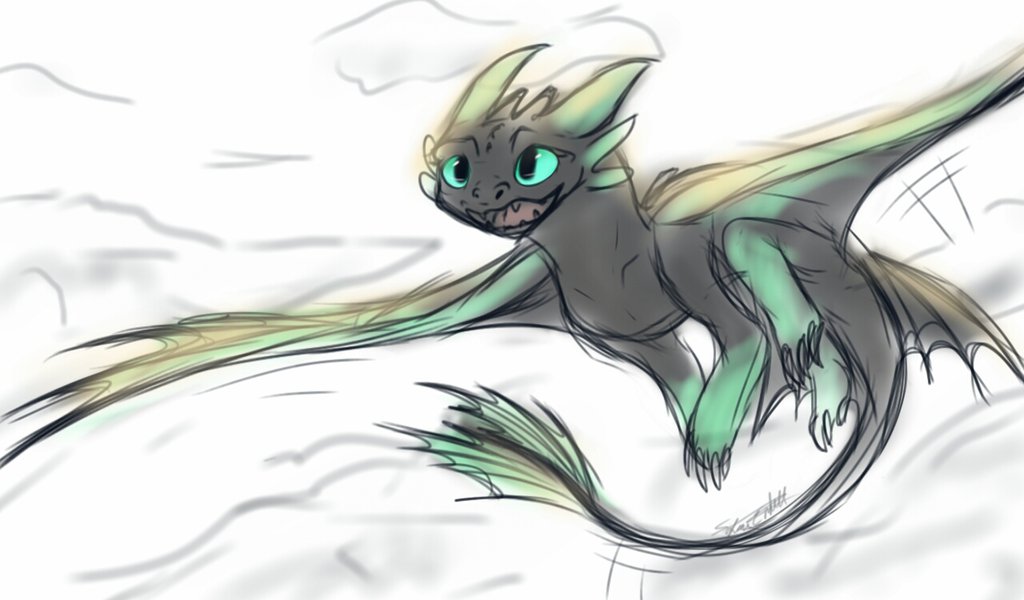 1024x600 Young Night Fury Fly High By Nightfurystriker14