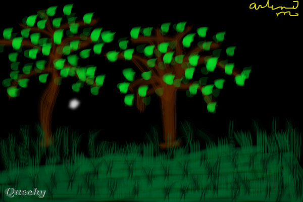 600x400 Night Scene A Landscape Speedpaint Drawing By Tinflake