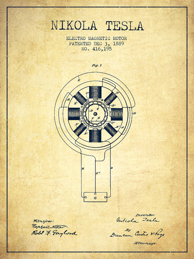 675x900 Nikola Tesla Patent Drawing From 1889