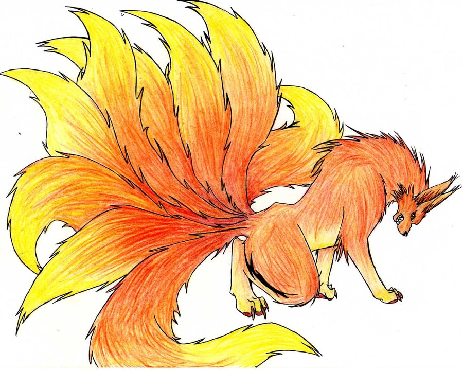900x719 Nine Tail Fox Drawing